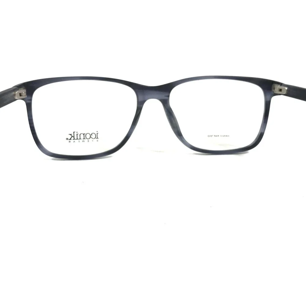 Iconik Eyeglasses Frames Eddie C02 Blue Gray Horn Square Full Rim 54-16-135